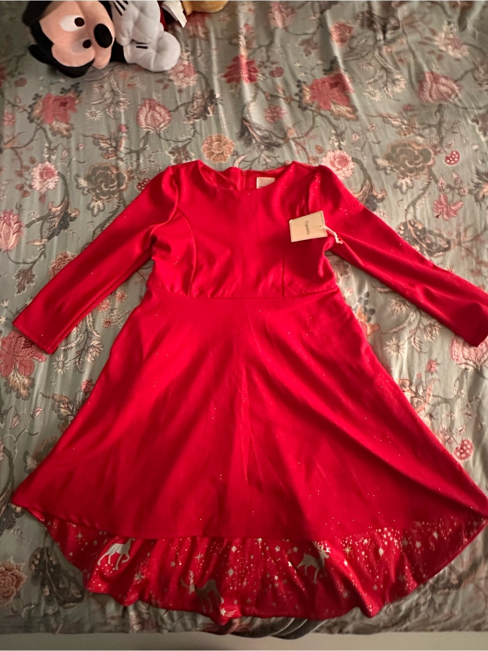 Girls' Red Long-Sleeve Holiday Dress